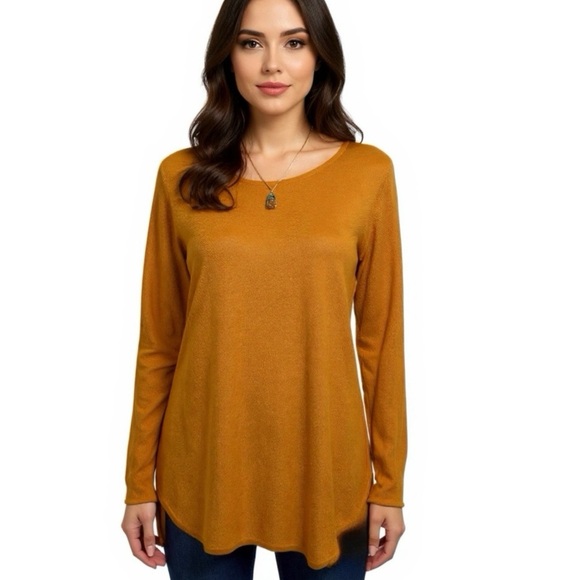 MICHAEL KORS Tunic Sweater Womens Sz L Autumn Yellow Long Sleeve Pullover Top - Picture 1 of 10